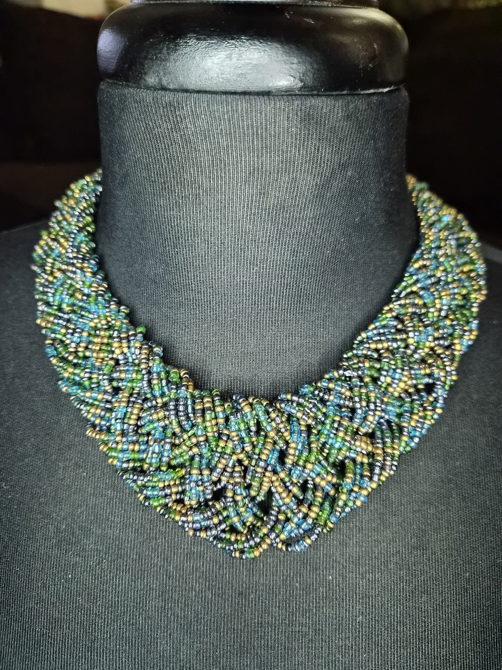 Handcrafted Multicolor Seed Bead Collar Necklace - Women Jewelry